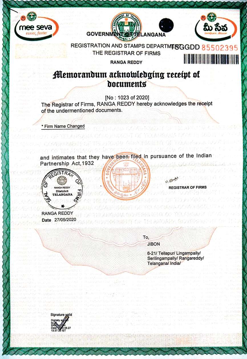 Certificate document 3